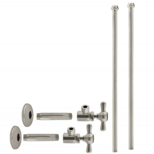 Westbrass Faucet Kit, 1/2" IPS x 3/8" OD x 20" Bullnose in Satin Nickel D103KBNX-07 - main